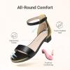 image:imageDREAM PAIRS Girls Sandals Low Heel Dress Pump Ankle Strap Flower Wedding Party Shoes for Little KidBig KidBlack