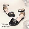 image:imageDREAM PAIRS Girls Sandals Low Heel Dress Pump Ankle Strap Flower Wedding Party Shoes for Little KidBig KidBlack