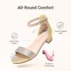 image:imageDREAM PAIRS Girls Sandals Low Heel Dress Pump Ankle Strap Flower Wedding Party Shoes for Little KidBig KidGold