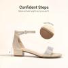 image:imageDREAM PAIRS Girls Sandals Low Heel Dress Pump Ankle Strap Flower Wedding Party Shoes for Little KidBig KidGold