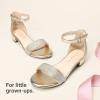 image:imageDREAM PAIRS Girls Sandals Low Heel Dress Pump Ankle Strap Flower Wedding Party Shoes for Little KidBig KidGoldglitter