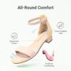 image:imageDREAM PAIRS Girls Sandals Low Heel Dress Pump Ankle Strap Flower Wedding Party Shoes for Little KidBig KidNude