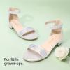 image:imageDREAM PAIRS Girls Sandals Low Heel Dress Pump Ankle Strap Flower Wedding Party Shoes for Little KidBig KidSilver