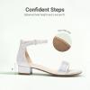 image:imageDREAM PAIRS Girls Sandals Low Heel Dress Pump Ankle Strap Flower Wedding Party Shoes for Little KidBig KidSilver