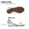 image:imageDREAM PAIRS Girls Sandals Low Heel Dress Pump Ankle Strap Flower Wedding Party Shoes for Little KidBig KidSilverglitter