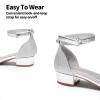 image:imageDREAM PAIRS Girls Sandals Low Heel Dress Pump Ankle Strap Flower Wedding Party Shoes for Little KidBig KidSilverglitter