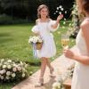 image:imageDREAM PAIRS Girls Sandals Low Heel Dress Pump Ankle Strap Flower Wedding Party Shoes for Little KidBig KidWhite
