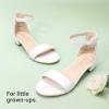 image:imageDREAM PAIRS Girls Sandals Low Heel Dress Pump Ankle Strap Flower Wedding Party Shoes for Little KidBig KidWhite