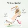 image:imageDREAM PAIRS Girls Sandals Low Heel Dress Pump Ankle Strap Flower Wedding Party Shoes for Little KidBig KidWhite