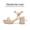 image:imageDREAM PAIRS Girls Sandals Open Toe Low Block Chunky Heels Sandals Party Dress Pumps Shoes for Little Big KidAll Gold Glitter