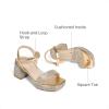 image:imageDREAM PAIRS Girls Sandals Open Toe Low Block Chunky Heels Sandals Party Dress Pumps Shoes for Little Big KidAll Gold Metallic