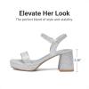 image:imageDREAM PAIRS Girls Sandals Open Toe Low Block Chunky Heels Sandals Party Dress Pumps Shoes for Little Big KidAll Silver Glitter
