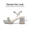 image:imageDREAM PAIRS Girls Sandals Open Toe Low Block Chunky Heels Sandals Party Dress Pumps Shoes for Little Big KidAll Silver Metalic