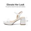 image:imageDREAM PAIRS Girls Sandals Open Toe Low Block Chunky Heels Sandals Party Dress Pumps Shoes for Little Big KidAll White