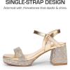image:imageDREAM PAIRS Girls Sandals Open Toe Low Block Chunky Heels Sandals Party Dress Pumps Shoes for Little Big KidGold