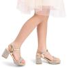 image:imageDREAM PAIRS Girls Sandals Open Toe Low Block Chunky Heels Sandals Party Dress Pumps Shoes for Little Big KidGold
