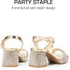 image:imageDREAM PAIRS Girls Sandals Open Toe Low Block Chunky Heels Sandals Party Dress Pumps Shoes for Little Big KidGold