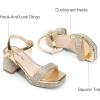 image:imageDREAM PAIRS Girls Sandals Open Toe Low Block Chunky Heels Sandals Party Dress Pumps Shoes for Little Big KidGold
