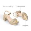 image:imageDREAM PAIRS Girls Sandals Open Toe Low Block Chunky Heels Sandals Party Dress Pumps Shoes for Little Big KidGoldglitter