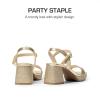 image:imageDREAM PAIRS Girls Sandals Open Toe Low Block Chunky Heels Sandals Party Dress Pumps Shoes for Little Big KidGoldglitter
