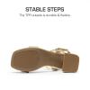 image:imageDREAM PAIRS Girls Sandals Open Toe Low Block Chunky Heels Sandals Party Dress Pumps Shoes for Little Big KidGoldglitter