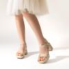 image:imageDREAM PAIRS Girls Sandals Open Toe Low Block Chunky Heels Sandals Party Dress Pumps Shoes for Little Big KidGoldglitter