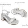 image:imageDREAM PAIRS Girls Sandals Open Toe Low Block Chunky Heels Sandals Party Dress Pumps Shoes for Little Big KidSilverglitter