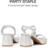 image:imageDREAM PAIRS Girls Sandals Open Toe Low Block Chunky Heels Sandals Party Dress Pumps Shoes for Little Big KidSilverglitter