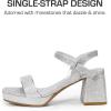 image:imageDREAM PAIRS Girls Sandals Open Toe Low Block Chunky Heels Sandals Party Dress Pumps Shoes for Little Big KidSilverglitter