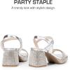 image:imageDREAM PAIRS Girls Sandals Open Toe Low Block Chunky Heels Sandals Party Dress Pumps Shoes for Little Big KidSilvermetallic
