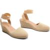 image:imageDREAM PAIRS Womens Elastic Ankle Strap Espadrilles Wedge SandalsNudeknit