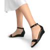 image:imageDREAM PAIRS Womens Ingrid Ankle Strap Low Wedge SandalBlack