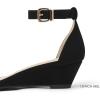 image:imageDREAM PAIRS Womens Ingrid Ankle Strap Low Wedge SandalBlackNubuck