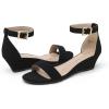 image:imageDREAM PAIRS Womens Ingrid Ankle Strap Low Wedge SandalBlackNubuck