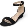 image:imageDREAM PAIRS Womens Ingrid Ankle Strap Low Wedge SandalBlackNubuck