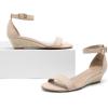 image:imageDREAM PAIRS Womens Ingrid Ankle Strap Low Wedge SandalEspadrillesNudeSuede