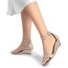 image:imageDREAM PAIRS Womens Ingrid Ankle Strap Low Wedge SandalGold