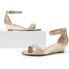image:imageDREAM PAIRS Womens Ingrid Ankle Strap Low Wedge SandalGold