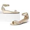 image:imageDREAM PAIRS Womens Ingrid Ankle Strap Low Wedge SandalGoldPlaid