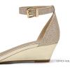 image:imageDREAM PAIRS Womens Ingrid Ankle Strap Low Wedge SandalGoldPlaid