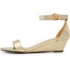 image:imageDREAM PAIRS Womens Ingrid Ankle Strap Low Wedge SandalGoldpu