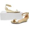 image:imageDREAM PAIRS Womens Ingrid Ankle Strap Low Wedge SandalGoldpu