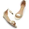 image:imageDREAM PAIRS Womens Ingrid Ankle Strap Low Wedge SandalGoldpu