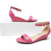 image:imageDREAM PAIRS Womens Ingrid Ankle Strap Low Wedge SandalHot Pinkpu