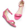 image:imageDREAM PAIRS Womens Ingrid Ankle Strap Low Wedge SandalHot Pinkpu