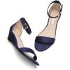 image:imageDREAM PAIRS Womens Ingrid Ankle Strap Low Wedge SandalNavysuede1