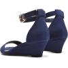 image:imageDREAM PAIRS Womens Ingrid Ankle Strap Low Wedge SandalNavysuede1