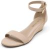image:imageDREAM PAIRS Womens Ingrid Ankle Strap Low Wedge SandalNude Suede