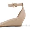 image:imageDREAM PAIRS Womens Ingrid Ankle Strap Low Wedge SandalNude Suede