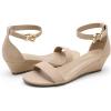 image:imageDREAM PAIRS Womens Ingrid Ankle Strap Low Wedge SandalNudeSuede